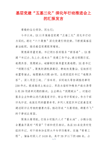 基层党建“五基三化”深化年行动推进会上的汇报发言