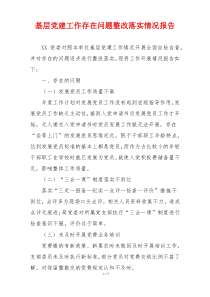 基层党建工作存在问题整改落实情况报告