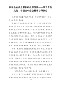 以精准有效监督护航改革发展——学习贯彻党的二十届三中全会精神心得体会
