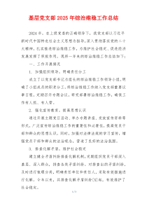 基层党支部2025年综治维稳工作总结