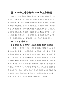 (整理)区2025年工作总结和2026年工作计划