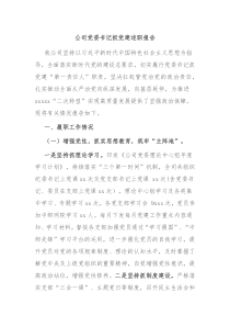 国企党委书记抓党建述职报告