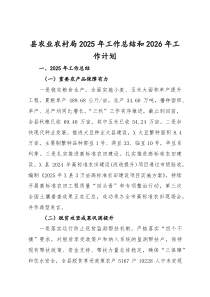 (整理)县农业农村局2025年工作总结和2026年工作计划