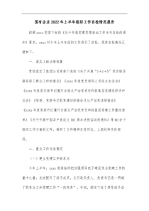 国有企业20XX年上半年组织工作自检情况报告