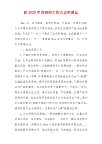 在2025年县政府工作会议的讲话
