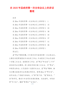 在2025年县政府第一次全体会议上的讲话整理
