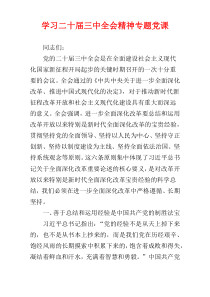 学习二十届三中全会精神专题党课