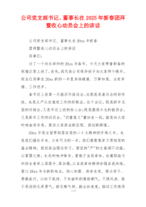 公司党支部书记、董事长在2025年新春团拜暨收心动员会上的讲话