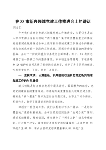 (整理)在2025年全市新兴领域党建工作推进会上的讲话