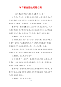 学习教育整改问题台账