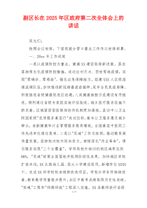 副区长在2025年区政府第二次全体会上的讲话