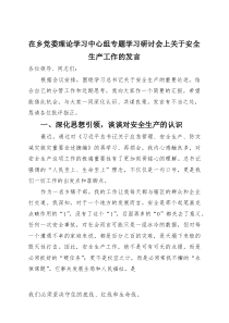 (整理)在乡党委理论学习中心组专题学习研讨会上关于安全生产工作的发言
