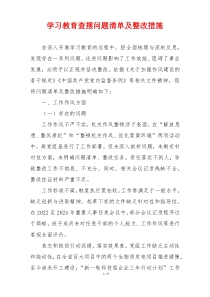 学习教育查摆问题清单及整改措施