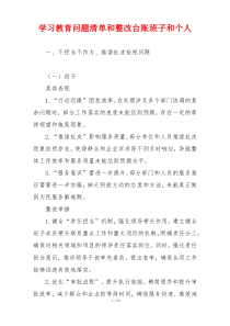 学习教育问题清单和整改台账班子和个人