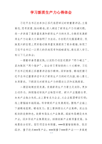 学习新质生产力心得体会