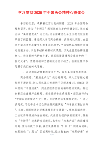 学习贯彻2025年全国两会精神心得体会