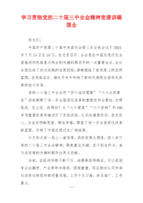 学习贯彻党的二十届三中全会精神党课讲稿国企