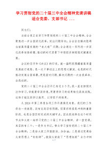 学习贯彻党的二十届三中全会精神党课讲稿适合党委、支部书记 ...