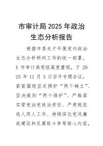 (整理)市审计局2025年政治生态分析报告