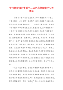 学习贯彻四川省委十二届六次全会精神心得体会