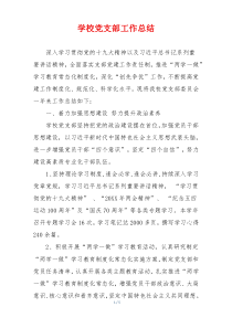 学校党支部工作总结