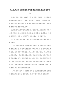 市人民政府办公室党组关于巡察整改阶段性进展情况的报告