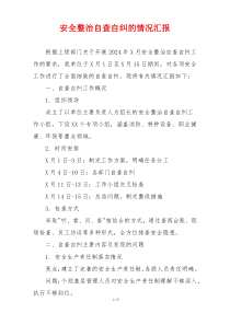 安全整治自查自纠的情况汇报