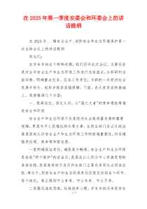 在2025年第一季度安委会和环委会上的讲话提纲