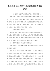 县民政局2025年度社会组织换届工作情况报告