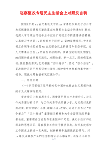 巡察整改专题民主生活会上对照发言稿