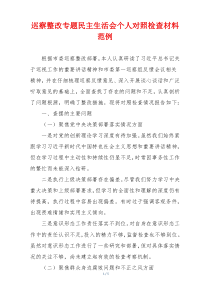 巡察整改专题民主生活会个人对照检查材料范例