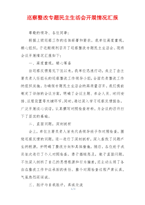 巡察整改专题民主生活会开展情况汇报