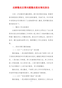 巡察整改反馈问题整改落实情况报告