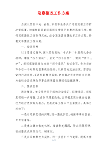 巡察整改工作方案