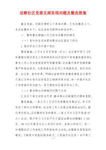 巡察社区党委支部发现问题及整改措施