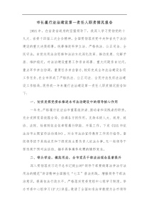 市长履行法治建设第一责任人职责情况报告