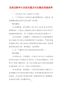 巡视巡察审计发现问题及对应整改措施清单