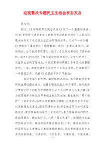 巡视整改专题民主生活会表态发言