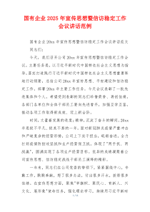 国有企业2025年宣传思想暨信访稳定工作会议讲话范例
