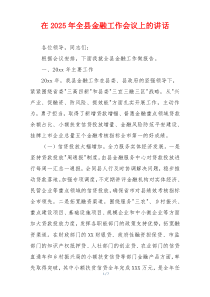 在2025年全县金融工作会议上的讲话