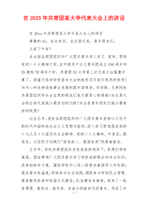 在2025年共青团某大学代表大会上的讲话