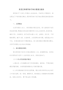 某党支部领导班子相互提意见报告