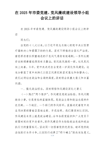 在2025年市委党建、党风廉政建设领导小组会议上的讲话