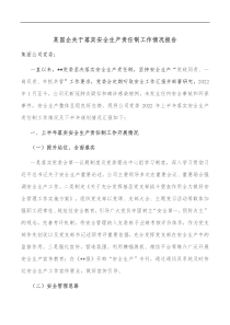 某国企关于落实安全生产责任制工作情况报告