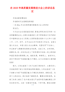 在2025年高质量发展推进大会上的讲话县区