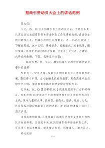 招商引资动员大会上的讲话范例