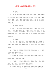 招商方案计划书怎么写？