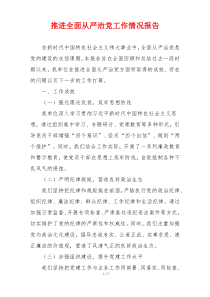 推进全面从严治党工作情况报告