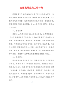 支部发展党员工作计划