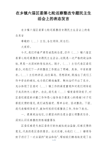 在乡镇六届区委第七轮巡察整改专题民主生活会上的表态发言